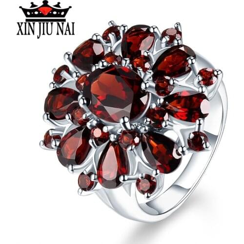 Classic Saffron Red Garnet Fashion Ladies Ring Ethnic Wind Girl Finger Accessories Womans Engagement Wedding Exquisite Gifts