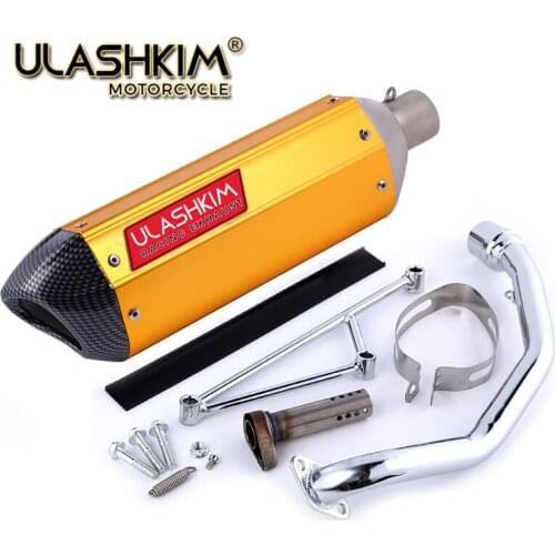 Motorcycle Scooter Muffler Exhaust Escape + Link Contact Pipe Slip On Full System Fit GY6 125 150 157qmj 152qmi 4 Stroke engine