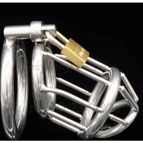 Stainless Steel Male Chastity Device with Padlock,Cock Cage,Penis Rings,Cock Rings,Chastity Lock,BDSM Adult Sex Toys For Men
