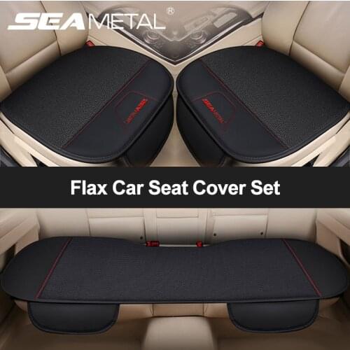 SEAMETAL Flax Car Seat Cover Set Universal Linen Vehicle Seat Cushion Moisture-Proof Auto Seat Protector with Bucket Car Goods