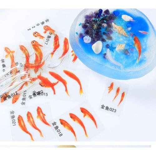 12 Style Mix Gold Fish Duckweed UV Resin Clear Film Stickers Decorative Fit Phone Case DIY Micro Landscape Scrapbooking Sticker