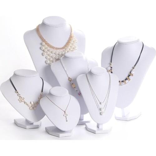 New Easy Clean White PU Chain Necklace Packaging Model Bust Show Pendant Wholesale Jewelry-accessories Storage Shelf Gift Boxes