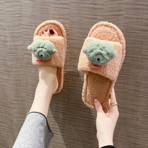 2021 spring new couple home floor cotton slippers home non-slip fur slippers ladies plus size slippers