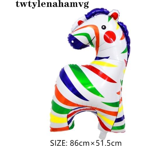 New Cartoon Color Zebra Green Dinosaur Animal King Lion Aluminum Film Birthday Party Toy Balloon Zoo Promotion Self-Styled Ball