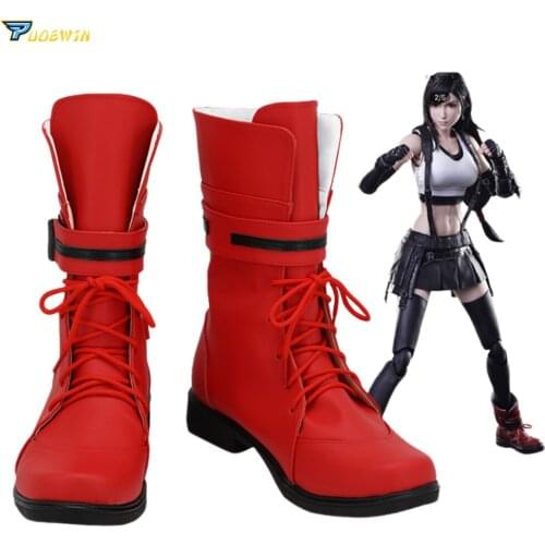 Final Fantasy VII FF7 Remake Tifa Cosplay Shoes Custom Made Red Boots