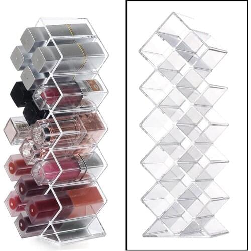 Lipstick Organizer Tower Lipgloss Storage Holder Stand for 16 Lip Sticks for Makeup Cosmetic Vanity Dresser Display