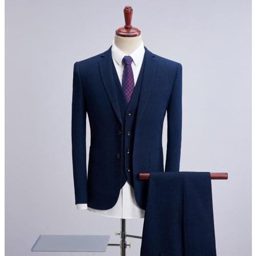 Jacket+Vest+Pants) 2019 Men Thicken Woolen Suits Mens Slim Fit Business Tuxedo Wedding Suit Men Classic Formal Custom Suits
