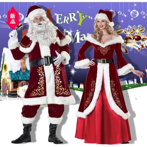 Costume Christmas Santa Claus Costume Cosplay Santa Claus Clothes Fancy Dress Adult Men and Women Christmas Dress