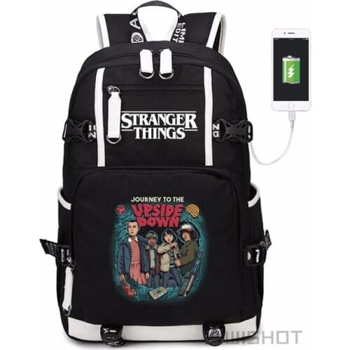 WISHOT TV Stranger Things Backpack Shoulder travel School Bag for teenagers Casual USB Charging Port Laptop Bags Luminous