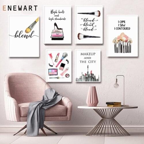 Beauty Salon Cactus Fashion Make Up Illustration Nordic Posters and Prints Wall Art Canvas Painting Pictures for Living Room