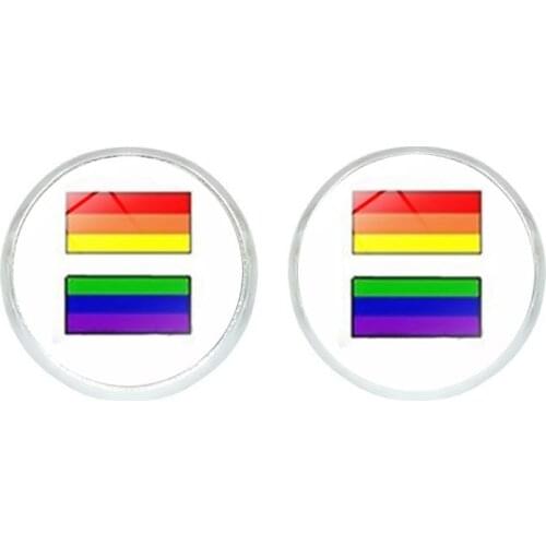 LGBT Stud Earrings For Gays Lesbian 12 Style Fashion Alloy Glass Geometric Dangle Charm Jewelry Gay Pride Rainbow Color Brincos