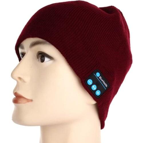 Winter Bluetooth USB Rechargeable Music Headset Warm Knitting Beanie Hat Cap Outdoor Sports Accessories