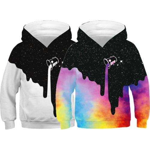 3D Print Splashing ink Starry Sky Boys Hoodies Teens Autumn Hooded Sweatshirt For Boys Kids Clothes Long Sleeve Pullover Tops