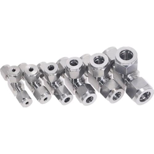 Stainless Steel 304 Single Ferrule Tee Tube Fitting Ferrule Connector Pipe Fittings T Type 3 Way 4mm 6mm 1/8''1/2