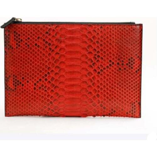 Ourui True python skin womens thin style clip-on leather large capacity envelope bag women clutch bag
