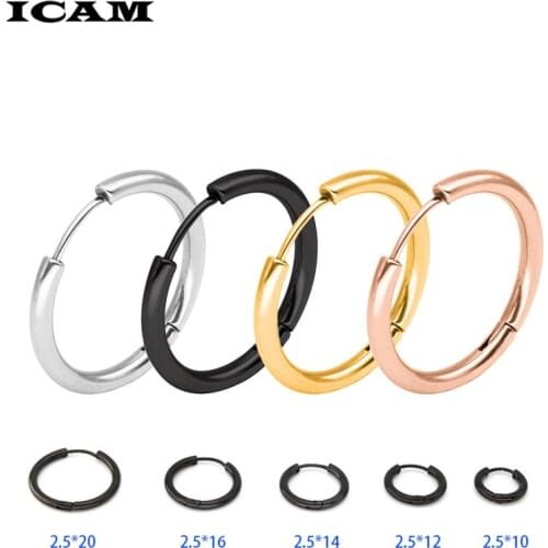 ICAM Silver Black Simple Ear Bone Hoop Earrings For Women Mini Small Hoop Earrings Ear Bone Buckle Round Circle Earrings Hoop