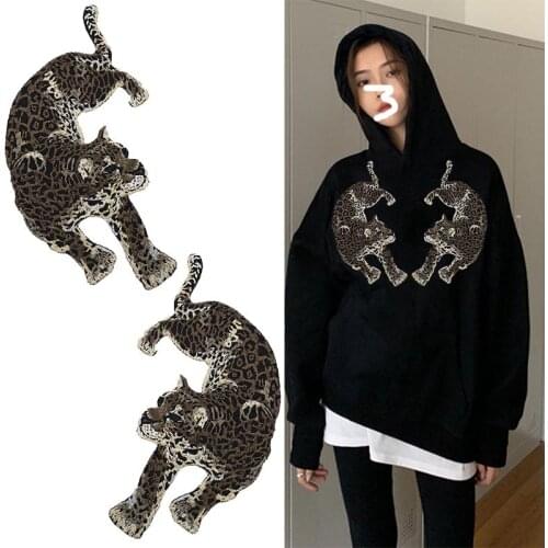 1 Pair Punk Style Leopard Patches Embroidery Applique Brand Fashion Show Back Patch Jacket Stripe