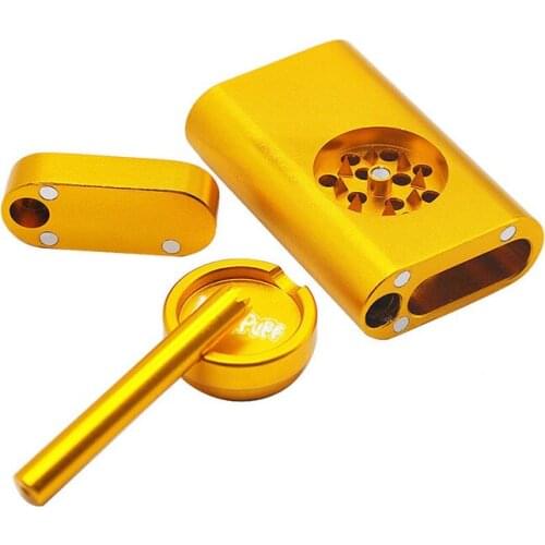 1pc Metal Cigarette Storage Case with Multi-functional Herb Grinder Cigarette Tobacco Smoking Pipe Tube DUGOUT Storage Container