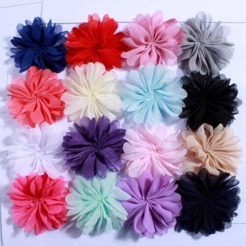 10PCS 6.5cm Artificial Fabric Chiffon Flower for Dress Kids DIY Headband Flower Accessory Hair Floral Flatback