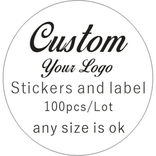 100PCS Customized Wedding Gift Sticker Personalized Name LOGO Transparent Kraft Paper White Background Round Label