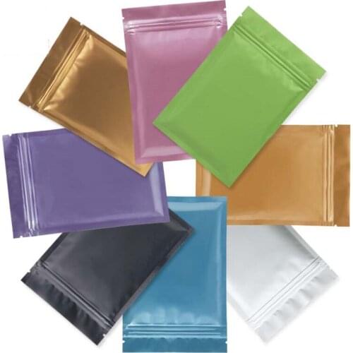 100Pcs/Lot Aluminum Foil Zip Lock Packing Bag Resealable Zipper Mylar Pack Pouch Self Seal Storage Package Bags Matte/ Glossy