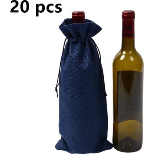 20pcs Jute Wine Bag Jute Wine Bag Wedding Party Decoration Wine Bag red wine Bottle Cover Gift Champagne Pouch Packaging bag