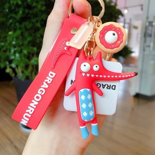 2021 Crocodile Keychain Original Cartoon Fox Key chains Childhood Lovely Hedgehog Car Keyring Pendant For Girl Bag Gifts