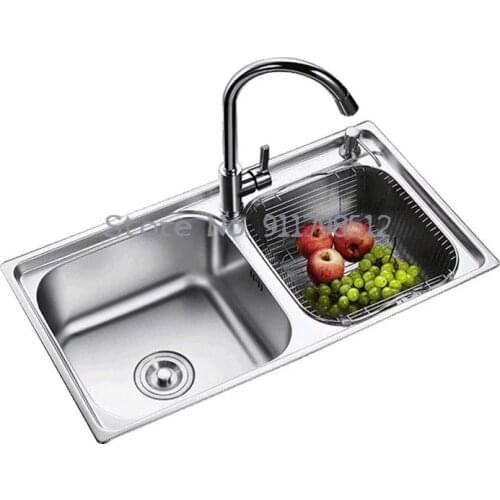 304 Stainless Steel Kitchen Sink Package, Double Sink Sink, Vegetable Sink Thickened Basin Sink Set