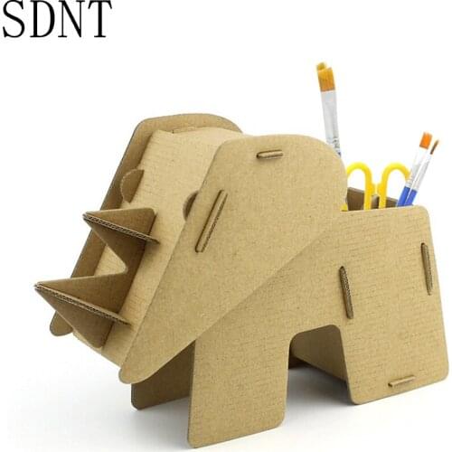 3D Puzzle Cute Rhino Model Kids Toys DIY Handmade Storage Box Assembly Educational Toys for Children 3d Paper Model Puzzle Box