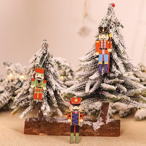 9Pcs Nutcracker Puppet Christmas Wooden Pendants Walnut Soldier Christmas Tree Decorations Hanging Ornaments New Year Gift