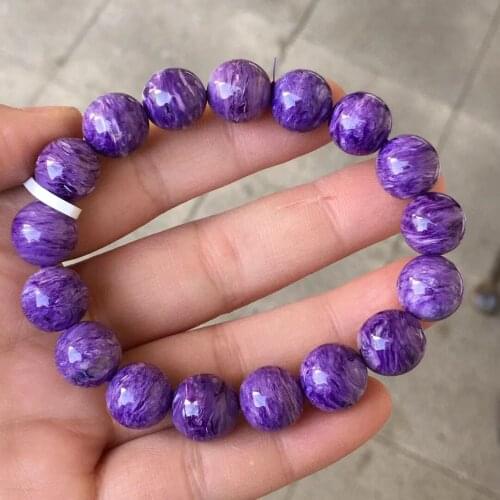 Genuine Natural Purple Charoite Gemstone Bracelet 11.8mm Charm Round Beads From Russia Fashion Stone For Women Men AAAAA