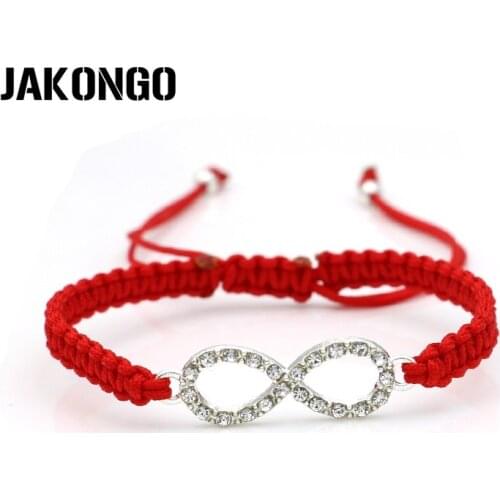 JAKONGO Crystal Infinity Love Charm Braided Bracelet Red Rope Bracelet for Women Men Adjustable Handmade Bracelet