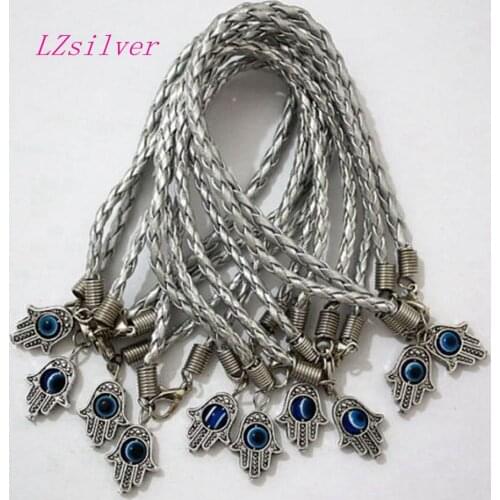 Lot - 50Pcs HAMSA HAND " Eye Bead " String Bracelets - Lucky Charm Pendant 01765