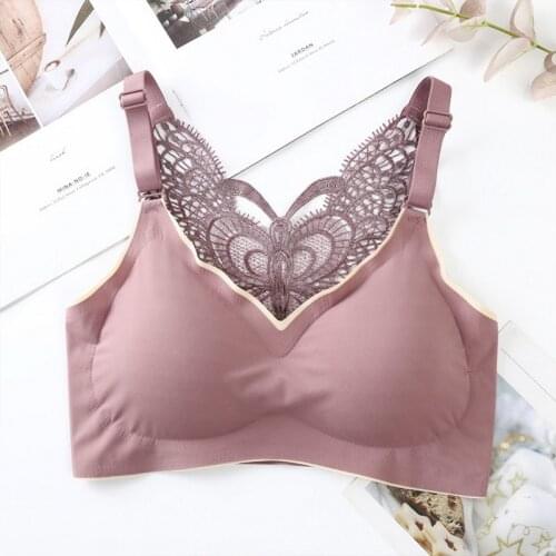 Seamless Bras For Women Push Up Bra Latex Pad Vest Top Sexy Butterfly Beauty Back Female Bra Plus Size