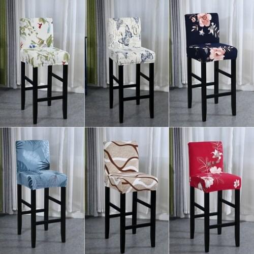 1/2/6 Flower Spandex Chair Cover Short Size Bar Chair Covers Seat Case High Leg Chair Cover For Home Banquet Living Room