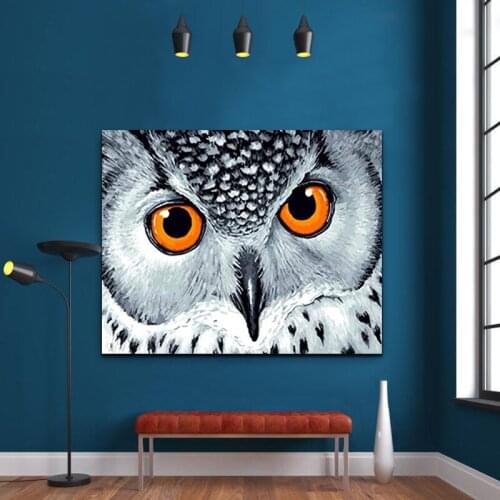 DIY colorings pictures by numbers with a bird of Minerva picture drawing Relief painting by numbers framed Home