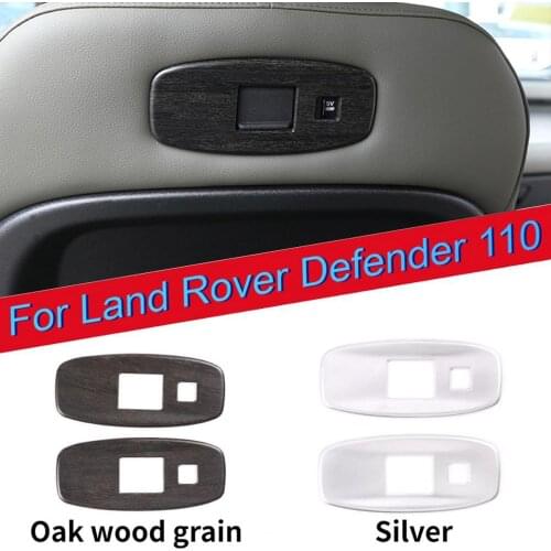 For Land Rover Defender 110 2020 ABS Chrome/Oak Wood Grain Seat Back USB Port Panel Frame Trim For Defender 90 Car Accessories