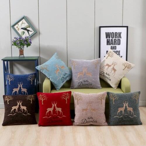 Home Cartoon Cute Deer Chenille Hugging Pillowcase Home Car Dual-use Pillow Bedside Comfortable Back Pillow Waist Pillow Case
