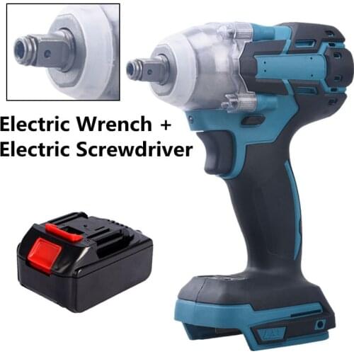 18V Electric Brushless Impact Wrench Cordless 1/2 Socket Dual Purpose Wrench Screwdriver Electric Drill Rechargeable Power Tool