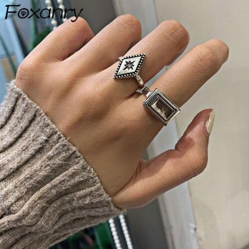 FOXANRY Rings With Diamonds