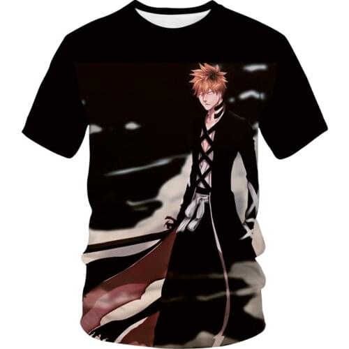 Harajuku Anime T-shirt Bleach 3D Print Men Women Fashion Streetwear O-Neck Short Sleeve T Shirt Hip Hop Tees Tops Male Clothing