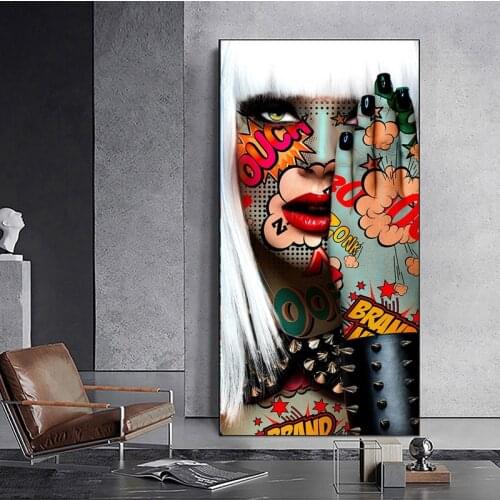 Graffiti Sexy Blue Mask Girl Art Canvas Print Painting Modern Figure Wall Picture Women Living Room Bar Home Decoration Poster