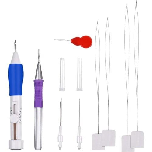 GTBL Embroidery Stitching Punch Needle Set Embroidery Pen with Plastic Box for Embroidery Threaders DIY Sewing, 3 Sizes