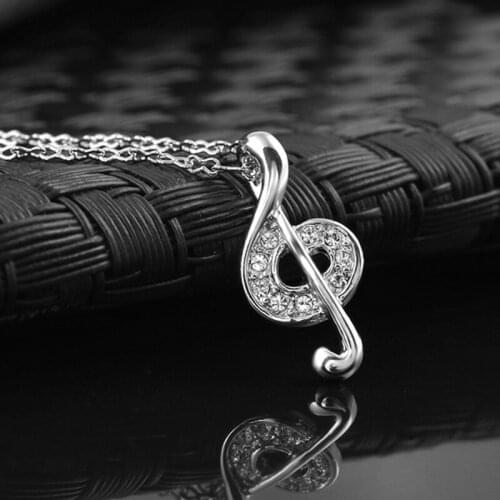 Iutopian Valentines Day gift Music Note Pendant Necklace With Austrian Crystal Stellux Zirconia Party Jewelry Gift #RG70344