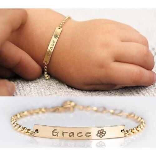 Classic Baby Bracelet Girl Jewelry Birthday Gifts For Baby Personalized Custom Baby Name Bracelet Baptism stainless steel Bff