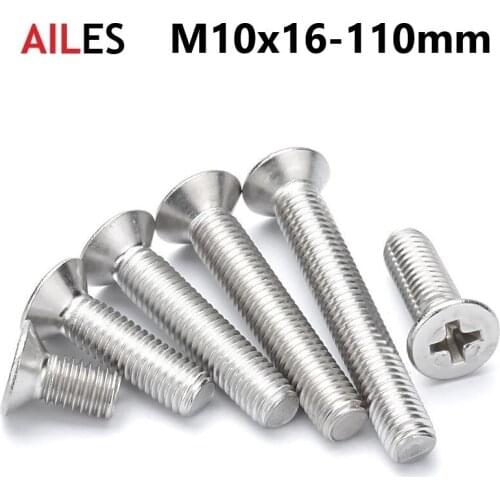 M12 Cross Recessed Countersunk Screws 304 Stainless Steel Phillips Flat Head Machine Bolts 20 30 40 50 60 70 80 90 100mm