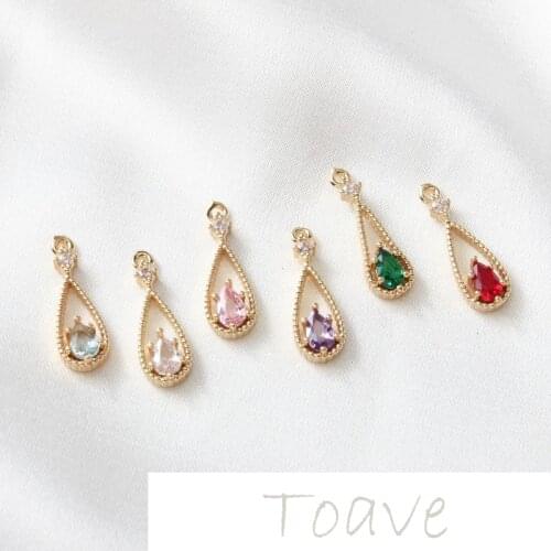 Copper color-preserving hanging plating water drop zircon pendant diy earrings bracelet necklace material accessories