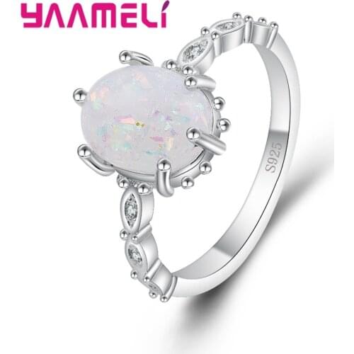 Fashion 100% Brand New Arrival Romantic Elegant Anti Allergy Natural Stone White Opal Ring for Women High Quality Ring