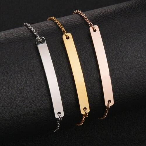 Fashion Simple Bracelet for Men & Women Blank Bangle Rose Gold/Gold/ Silver color Stainless Steel for Friends Gift