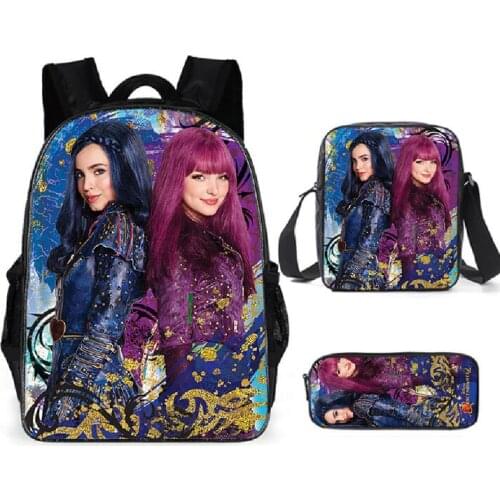 3PCS School Bag Set Descendants 3 Printing School Backpack For Teenagers Boys Girls Student Travel Book Bag Schoolbags